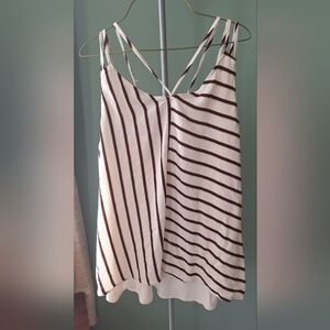 Maurices Striped V-Neck Cami in Cream, Burgundy and Black. 2X